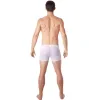 Boxer blanc sexy maille transparente et bande style cuir - LM807-67WHT