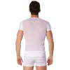 T-shirt blanc rayé opaque et transparent - LM906-81WHT