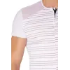 T-shirt blanc rayé opaque et transparent - LM906-81WHT