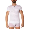 T-shirt blanc rayé opaque et transparent - LM906-81WHT