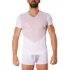 T-shirt blanc finement ajouré et transparence - LM905-81WHT