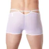 Boxer blanc suspendu fine maille transparente et ornements - LM804-67WHT