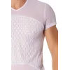 T-shirt blanc maille et motifs - LM901-81WHT