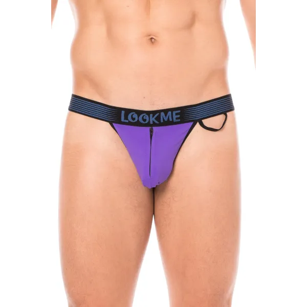 Slip violet échancré avec zip - LM2003-61PUR