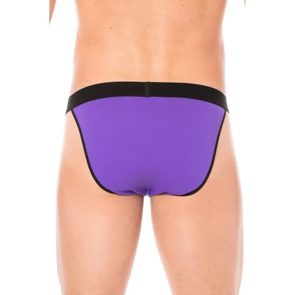 Slip violet échancré avec zip - LM2003-61PUR