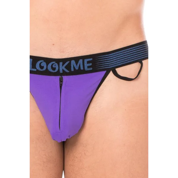 Slip violet échancré avec zip - LM2003-61PUR