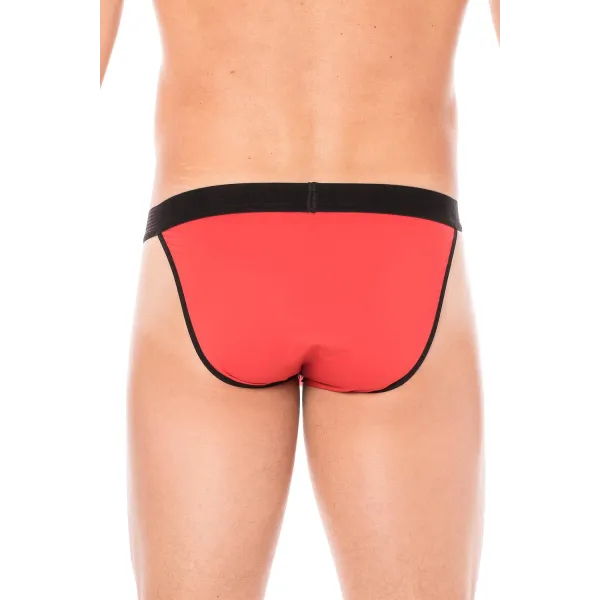 Slip rouge échancré avec zip - LM2003-61RED