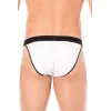 Slip blanc échancré avec zip - LM2003-61WHT