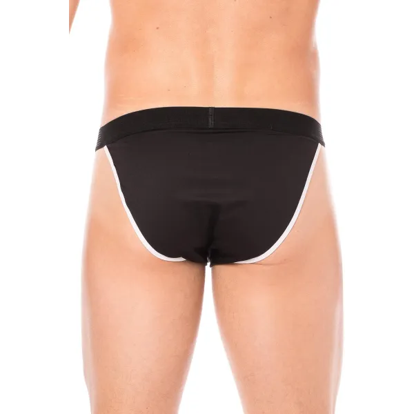 Slip noir échancré avec zip - LM2003-61BLK