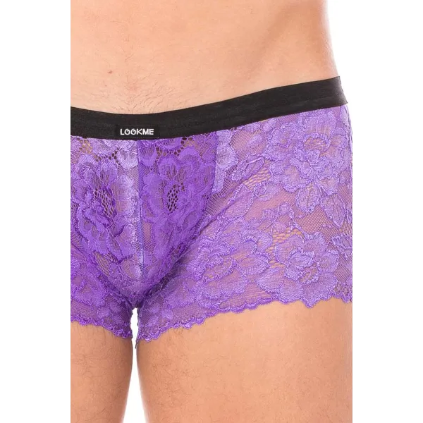 Mini-Pant violet en dentelle et simili cuir - LM2002-68PUR