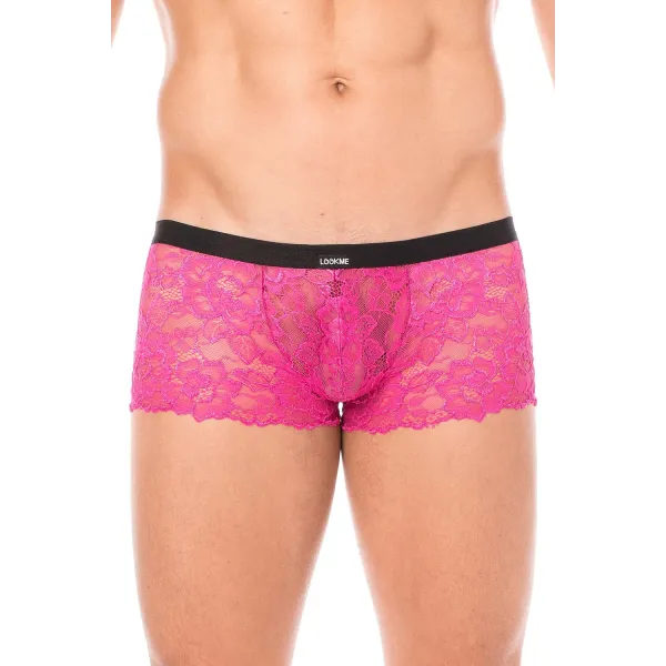 Mini-Pant magenta en dentelle et simili cuir - LM2002-68MAG