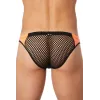 Slip noir filet avec bandes simili cuir oranges - LM911-61MBKO