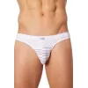 Slip brief blanc rayé opaque et transparent - LM906-61WHT