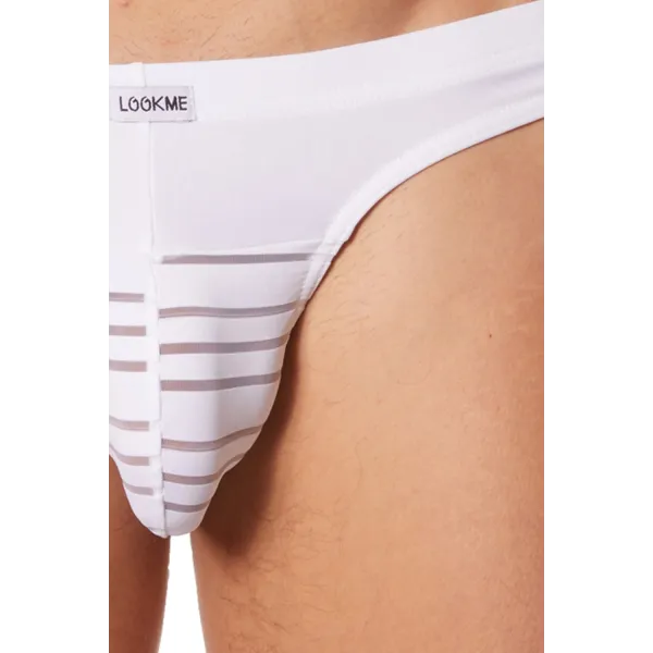 Slip brief blanc rayé opaque et transparent - LM906-61WHT