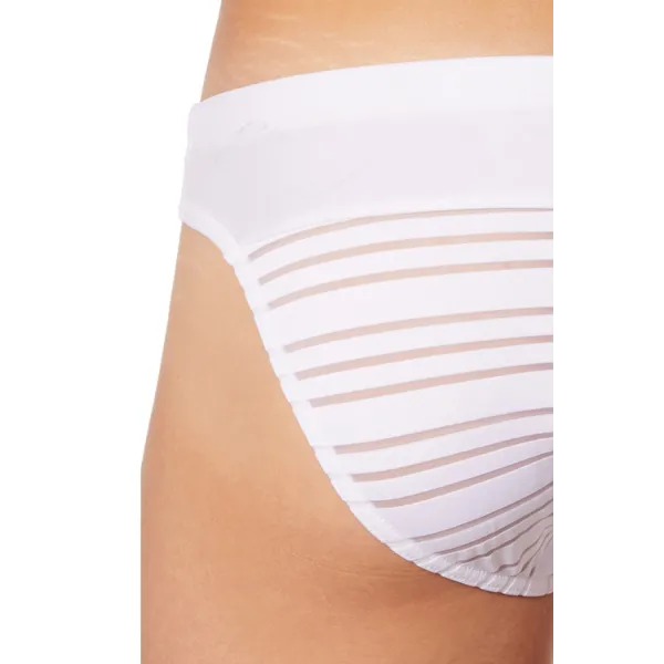 Slip brief blanc rayé opaque et transparent - LM906-61WHT