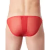 Slip brief rouge sexy avec fermeture éclair et côtés style cuir dos transparent - LM813-61RED