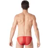 Slip brief rouge sexy avec fermeture éclair et côtés style cuir dos transparent - LM813-61RED