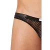 Slip noir filet avec bandes simili cuir - LM911-61MBLK