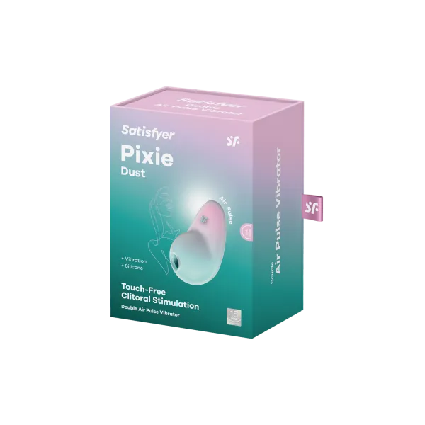 Stimulateur clitoridien par onde de pression sans contact et par vibration USB vert et rose, Pixie Dust Satisfyer - CC597837