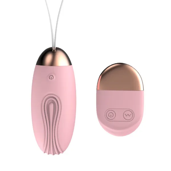 Oeuf vibrant rainuré rose USB avec télécommande - TOD-008PNK