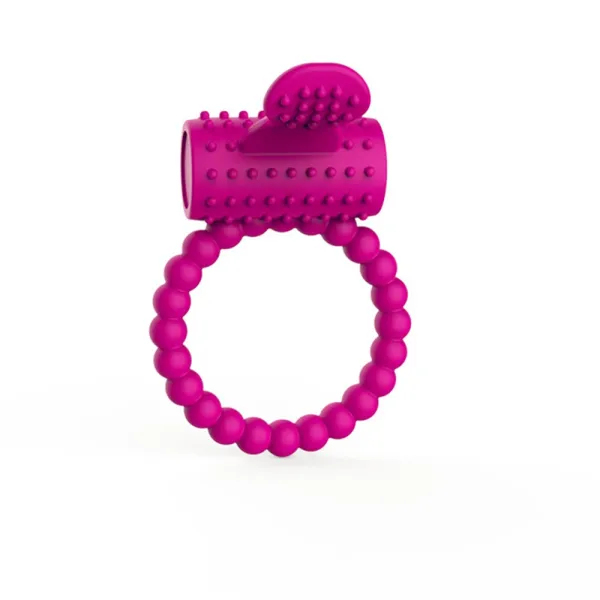 Anneau fuschia vibrant silicone avec langue picot - COR-018PNK