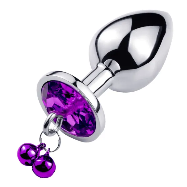 Plug bijou aluminium violet avec clochettes Taille S -  RY-001-A-ZB