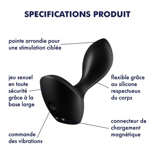 Plug anal vibrant noir USB Backdoor Lover Satisfyer - CC597729