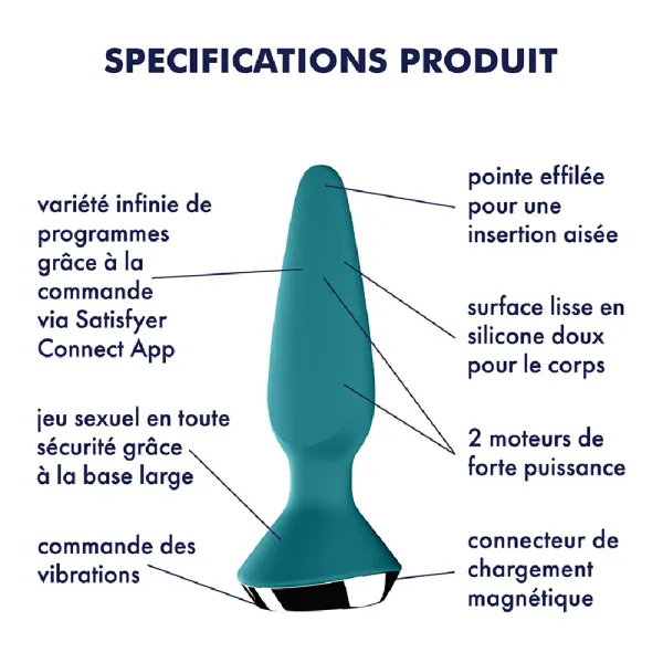 Plug anal vibrant connecté USB ilicious 1 Petrol Satisfyer - CC597214