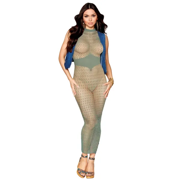 Robe bodystocking en filet dans un design géométrique sans couture - DG0489SAG