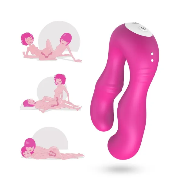 Vibromasseur Rose en forme de U double tête stimulateur point G - USK-V07PNK