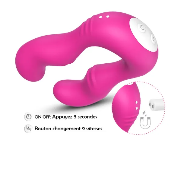 Vibromasseur Rose en forme de U double tête stimulateur point G - USK-V07PNK