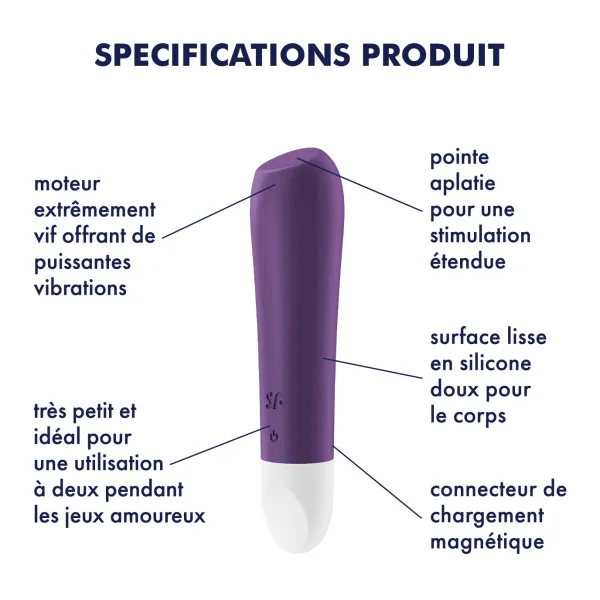 Vibromasseur violet USB Ultra Power Bullet 2 Satisfyer - CC597733