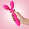 Vibromasseur Wand  rose en forme de Y avec 3 moteurs - USK-W04PNK