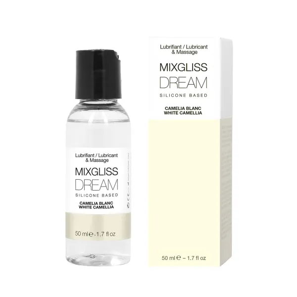 2 en 1 Lubrifiant et huile de massage silicone Mixgliss Dream Camelia blanc 50 ML - MG2528