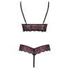 Body string en dentelle florale bicolore et résille - R2642859