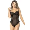 Body en fine résille et dentelle noire - MAL8684BLK