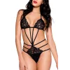 Body string noir dentelle et ornements - ML80023BLK